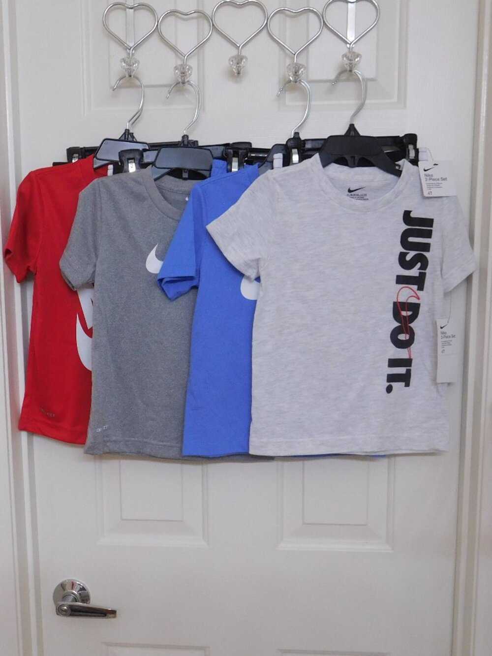 NWT 4 Nike 2pc Shirt & Shorts Sets Gray Red Blue Bundle sz 4t